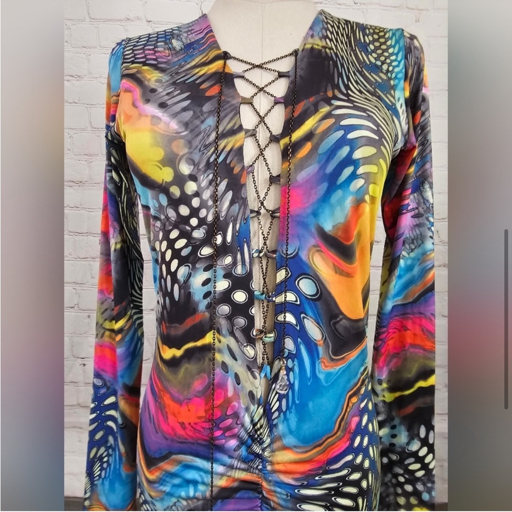 Savee Couture Open Back Ruched Mini Dress - Picture 2 of 5